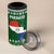 Paraguay Christmas 4 in 1 Can Cooler Tumbler with Green Festive Pattern, Map and Flag Motif, and Santa Illustration - Wonder Print Shop