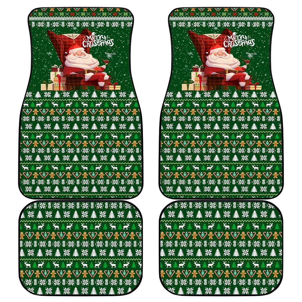 Paraguay Christmas Car Mats with Green Festive Pattern, Map and Flag Motif, and Santa Illustration - Wonder Print Shop