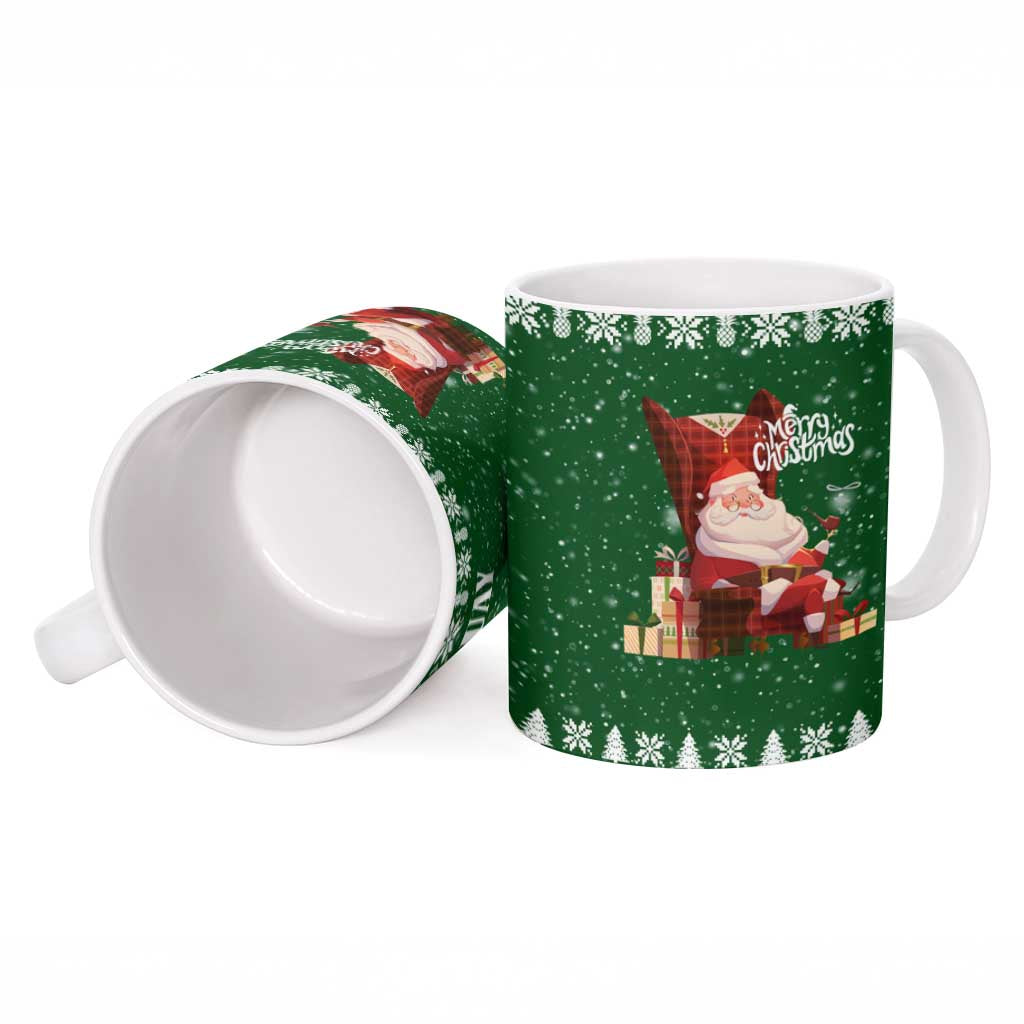 Paraguay Christmas Ceramic Mug with Green Festive Pattern, Map and Flag Motif, and Santa Illustration - Wonder Print Shop