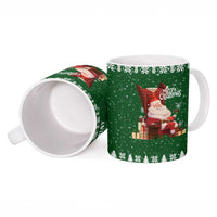 Paraguay Christmas Ceramic Mug with Green Festive Pattern, Map and Flag Motif, and Santa Illustration - Wonder Print Shop