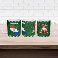 Paraguay Christmas Ceramic Mug with Green Festive Pattern, Map and Flag Motif, and Santa Illustration - Wonder Print Shop