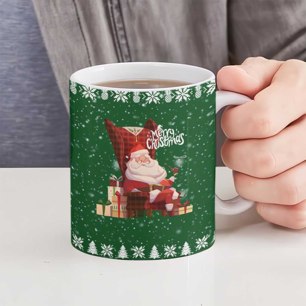 Paraguay Christmas Ceramic Mug with Green Festive Pattern, Map and Flag Motif, and Santa Illustration - Wonder Print Shop
