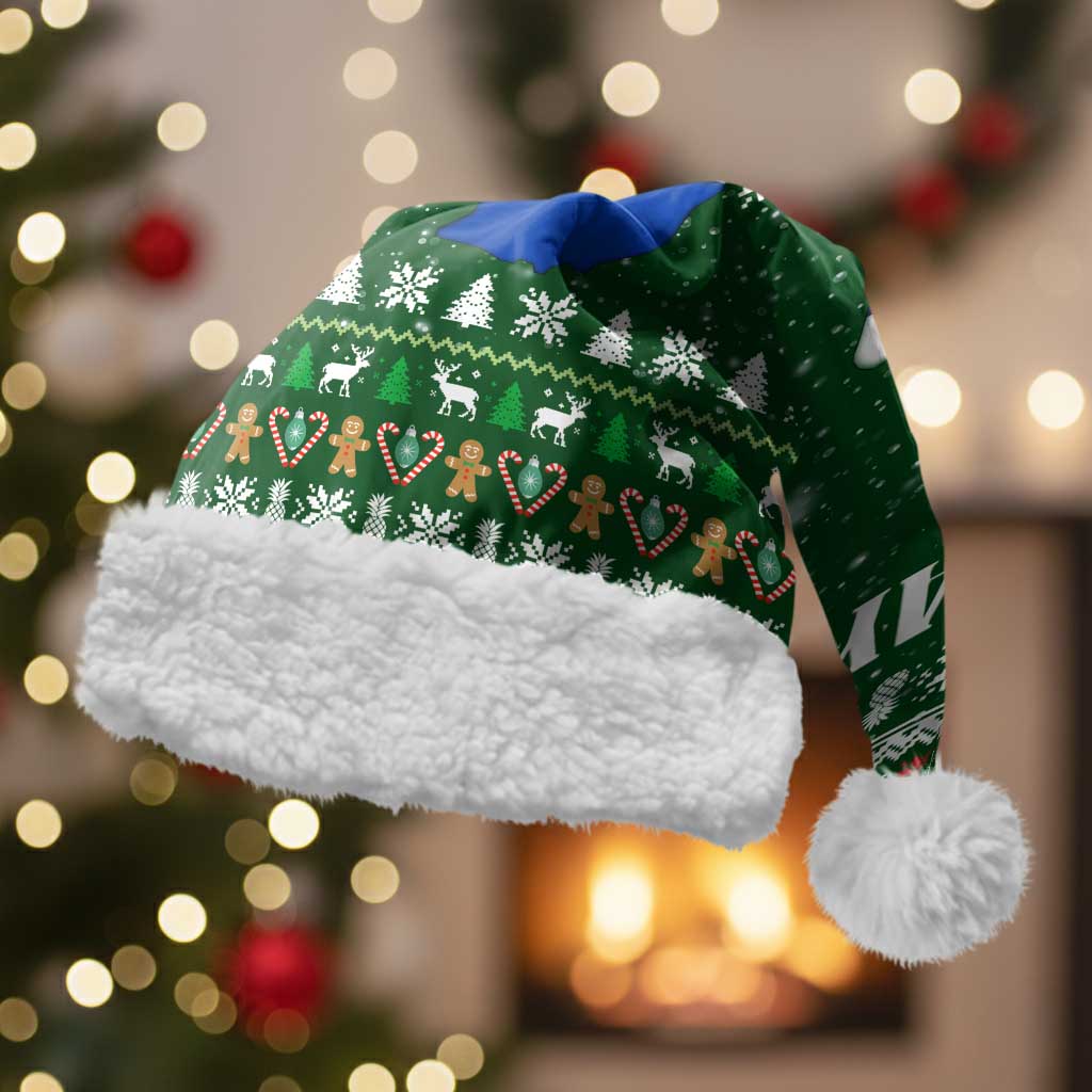 Paraguay Christmas Santa Hat with Green Festive Pattern, Map and Flag Motif, and Santa Illustration - Wonder Print Shop
