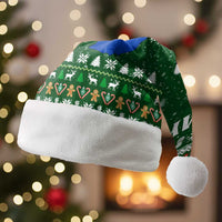 Paraguay Christmas Santa Hat with Green Festive Pattern, Map and Flag Motif, and Santa Illustration - Wonder Print Shop