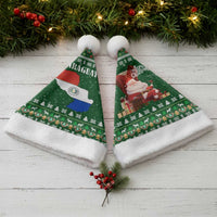 Paraguay Christmas Santa Hat with Green Festive Pattern, Map and Flag Motif, and Santa Illustration - Wonder Print Shop