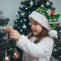 Paraguay Christmas Santa Hat with Green Festive Pattern, Map and Flag Motif, and Santa Illustration - Wonder Print Shop