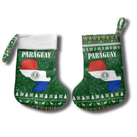 Paraguay Christmas Stocking with Green Festive Pattern, Map and Flag Motif, and Santa Illustration - Wonder Print Shop