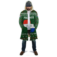 Paraguay Christmas Cloak with Green Festive Pattern, Map and Flag Motif, and Santa Illustration - Wonder Print Shop