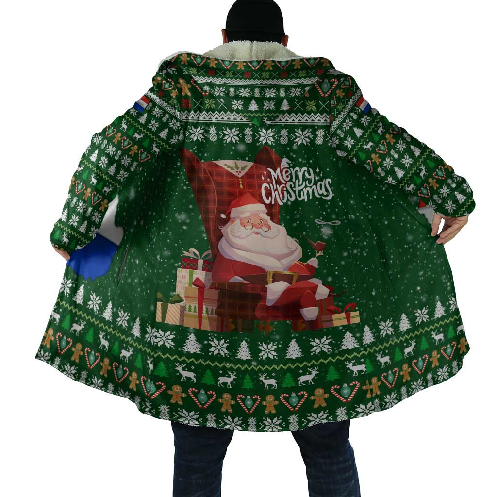 Paraguay Christmas Cloak with Green Festive Pattern, Map and Flag Motif, and Santa Illustration - Wonder Print Shop