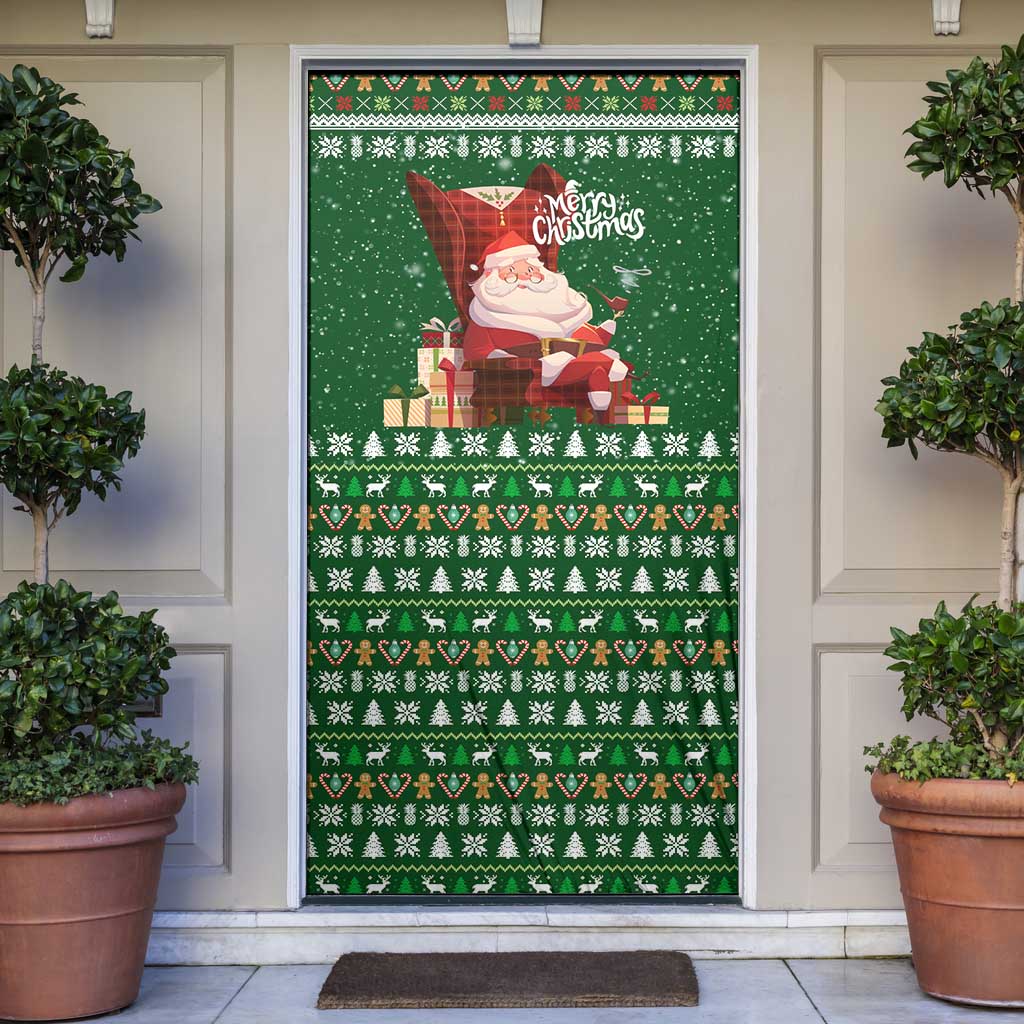 Paraguay Christmas Door Cover with Green Festive Pattern, Map and Flag Motif, and Santa Illustration - Wonder Print Shop