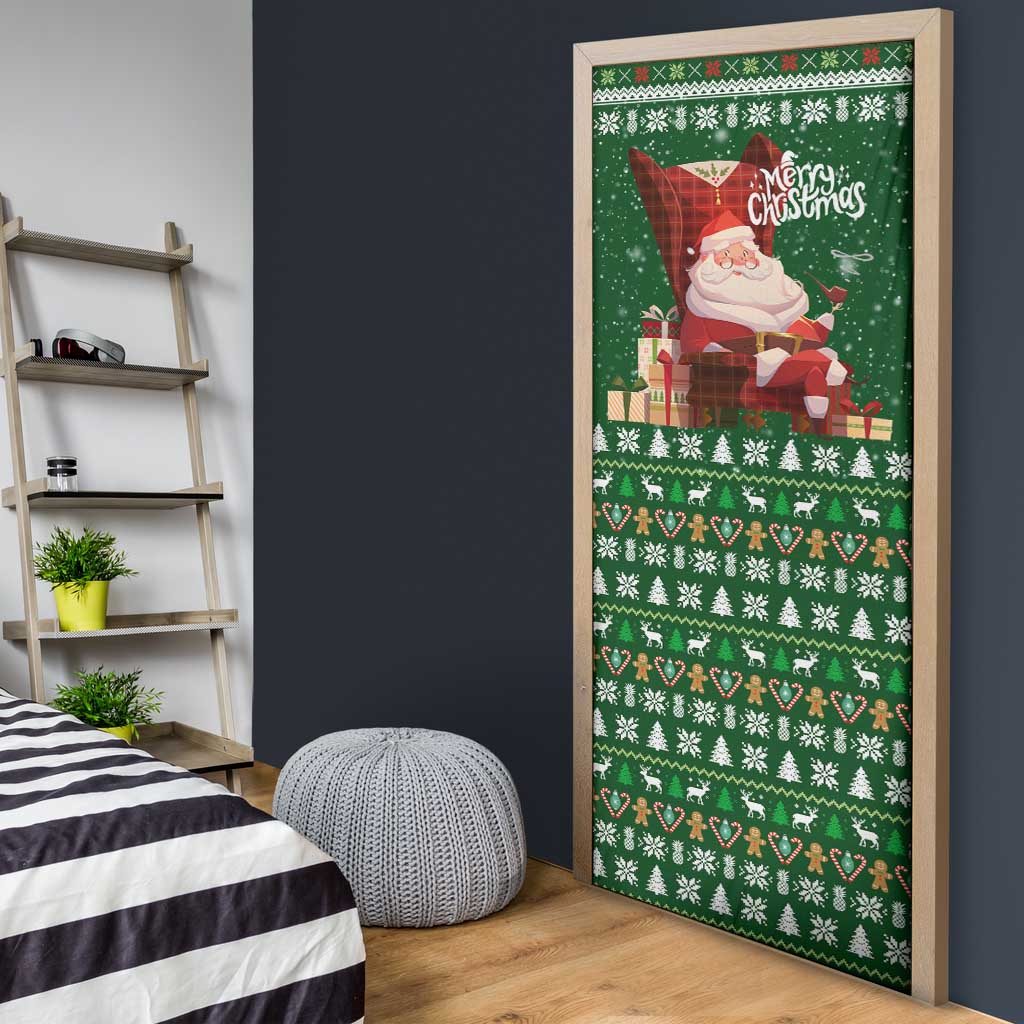 Paraguay Christmas Door Cover with Green Festive Pattern, Map and Flag Motif, and Santa Illustration - Wonder Print Shop