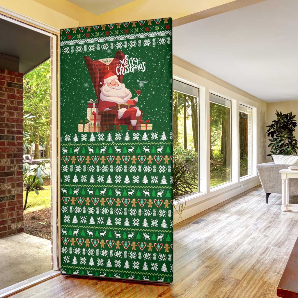 Paraguay Christmas Door Cover with Green Festive Pattern, Map and Flag Motif, and Santa Illustration - Wonder Print Shop