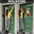 Paraguay Christmas Door Cover with Green Festive Pattern, Map and Flag Motif, and Santa Illustration - Wonder Print Shop