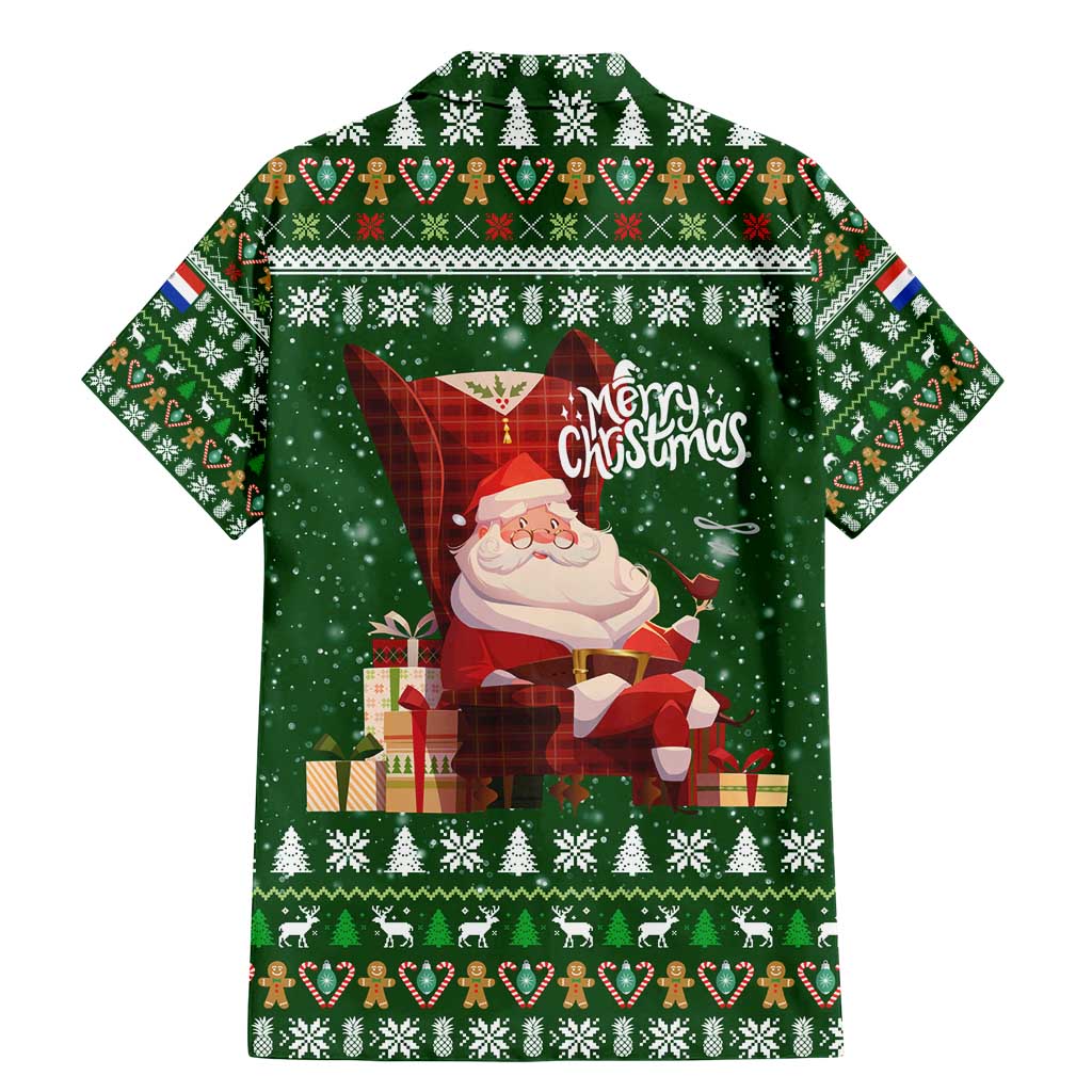 Paraguay Christmas Family Matching Mermaid Dress and Hawaiian Shirt with Green Festive Pattern, Map and Flag Motif, and Santa Illustration - Wonder Print Shop