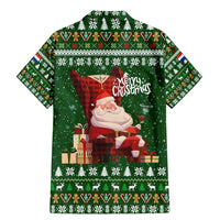 Paraguay Christmas Family Matching Mermaid Dress and Hawaiian Shirt with Green Festive Pattern, Map and Flag Motif, and Santa Illustration - Wonder Print Shop