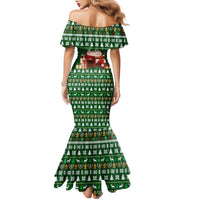 Paraguay Christmas Family Matching Mermaid Dress and Hawaiian Shirt with Green Festive Pattern, Map and Flag Motif, and Santa Illustration - Wonder Print Shop
