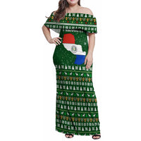 Paraguay Christmas Family Matching Off Shoulder Maxi Dress and Hawaiian Shirt with Green Festive Pattern, Map and Flag Motif, and Santa Illustration - Wonder Print Shop