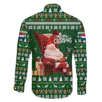 Paraguay Christmas Family Matching Off Shoulder Short Dress and Hawaiian Shirt with Green Festive Pattern, Map and Flag Motif, and Santa Illustration - Wonder Print Shop