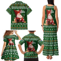 Paraguay Christmas Family Matching Tank Maxi Dress and Hawaiian Shirt with Green Festive Pattern, Map and Flag Motif, and Santa Illustration - Wonder Print Shop