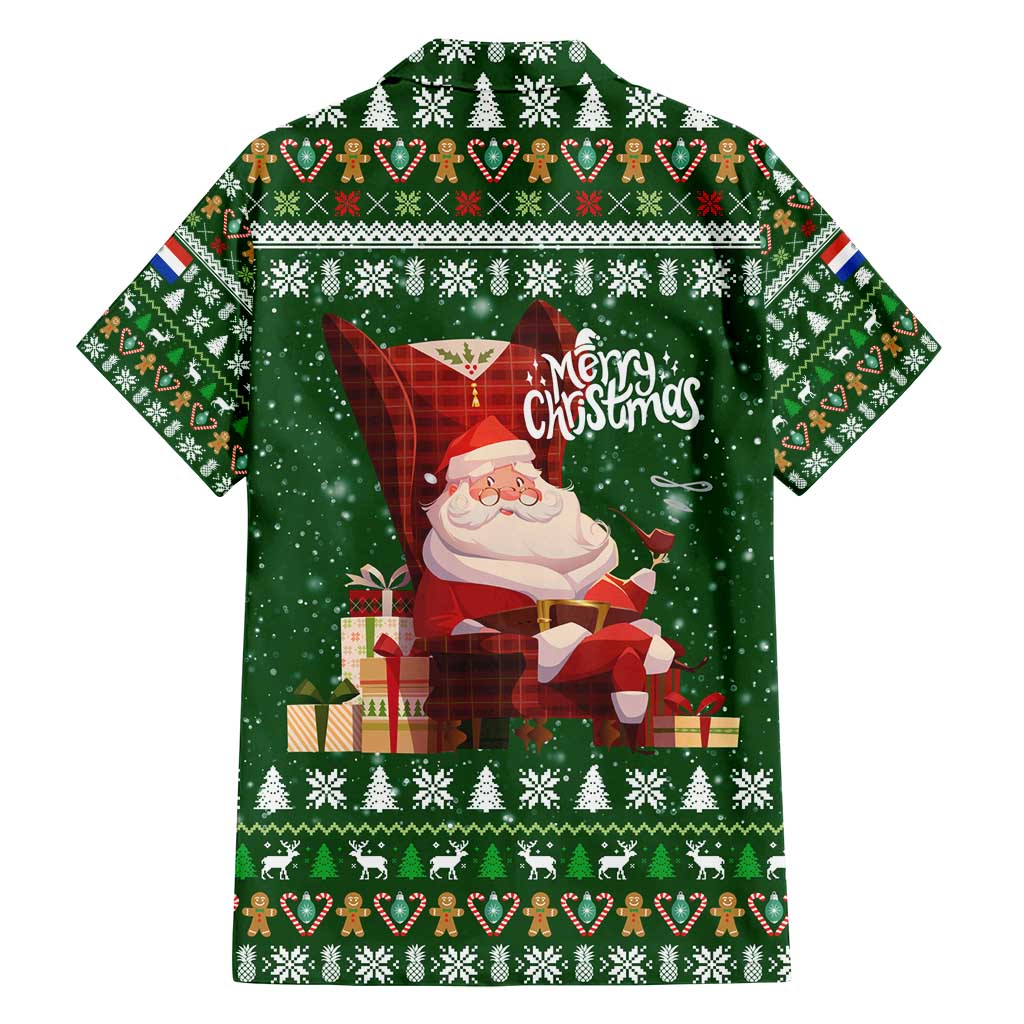 Paraguay Christmas Family Matching Tank Maxi Dress and Hawaiian Shirt with Green Festive Pattern, Map and Flag Motif, and Santa Illustration - Wonder Print Shop