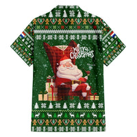 Paraguay Christmas Family Matching Tank Maxi Dress and Hawaiian Shirt with Green Festive Pattern, Map and Flag Motif, and Santa Illustration - Wonder Print Shop