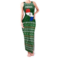 Paraguay Christmas Family Matching Tank Maxi Dress and Hawaiian Shirt with Green Festive Pattern, Map and Flag Motif, and Santa Illustration - Wonder Print Shop
