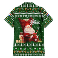 Paraguay Christmas Hawaiian Shirt with Green Festive Pattern, Map and Flag Motif, and Santa Illustration - Wonder Print Shop