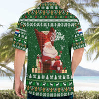 Paraguay Christmas Hawaiian Shirt with Green Festive Pattern, Map and Flag Motif, and Santa Illustration - Wonder Print Shop