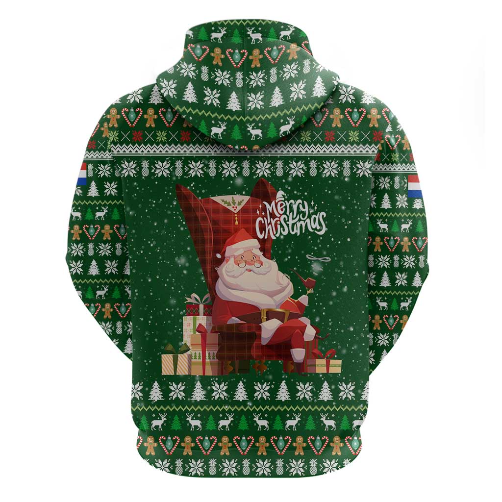 Paraguay Christmas Hoodie with Green Festive Pattern, Map and Flag Motif, and Santa Illustration - Wonder Print Shop