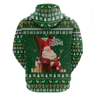 Paraguay Christmas Hoodie with Green Festive Pattern, Map and Flag Motif, and Santa Illustration - Wonder Print Shop