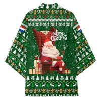 Paraguay Christmas Kimono with Green Festive Pattern, Map and Flag Motif, and Santa Illustration - Wonder Print Shop