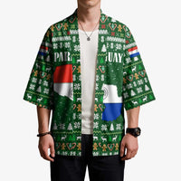 Paraguay Christmas Kimono with Green Festive Pattern, Map and Flag Motif, and Santa Illustration - Wonder Print Shop