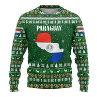 Paraguay Christmas Ugly Christmas Sweater with Green Festive Pattern, Map and Flag Motif, and Santa Illustration - Wonder Print Shop
