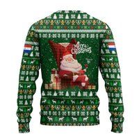 Paraguay Christmas Ugly Christmas Sweater with Green Festive Pattern, Map and Flag Motif, and Santa Illustration - Wonder Print Shop