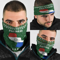 Paraguay Christmas Neck Gaiter with Green Festive Pattern, Map and Flag Motif, and Santa Illustration - Wonder Print Shop