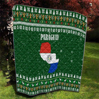 Paraguay Christmas Quilt with Green Festive Pattern, Map and Flag Motif, and Santa Illustration - Wonder Print Shop