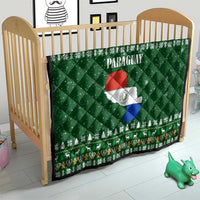 Paraguay Christmas Quilt with Green Festive Pattern, Map and Flag Motif, and Santa Illustration - Wonder Print Shop