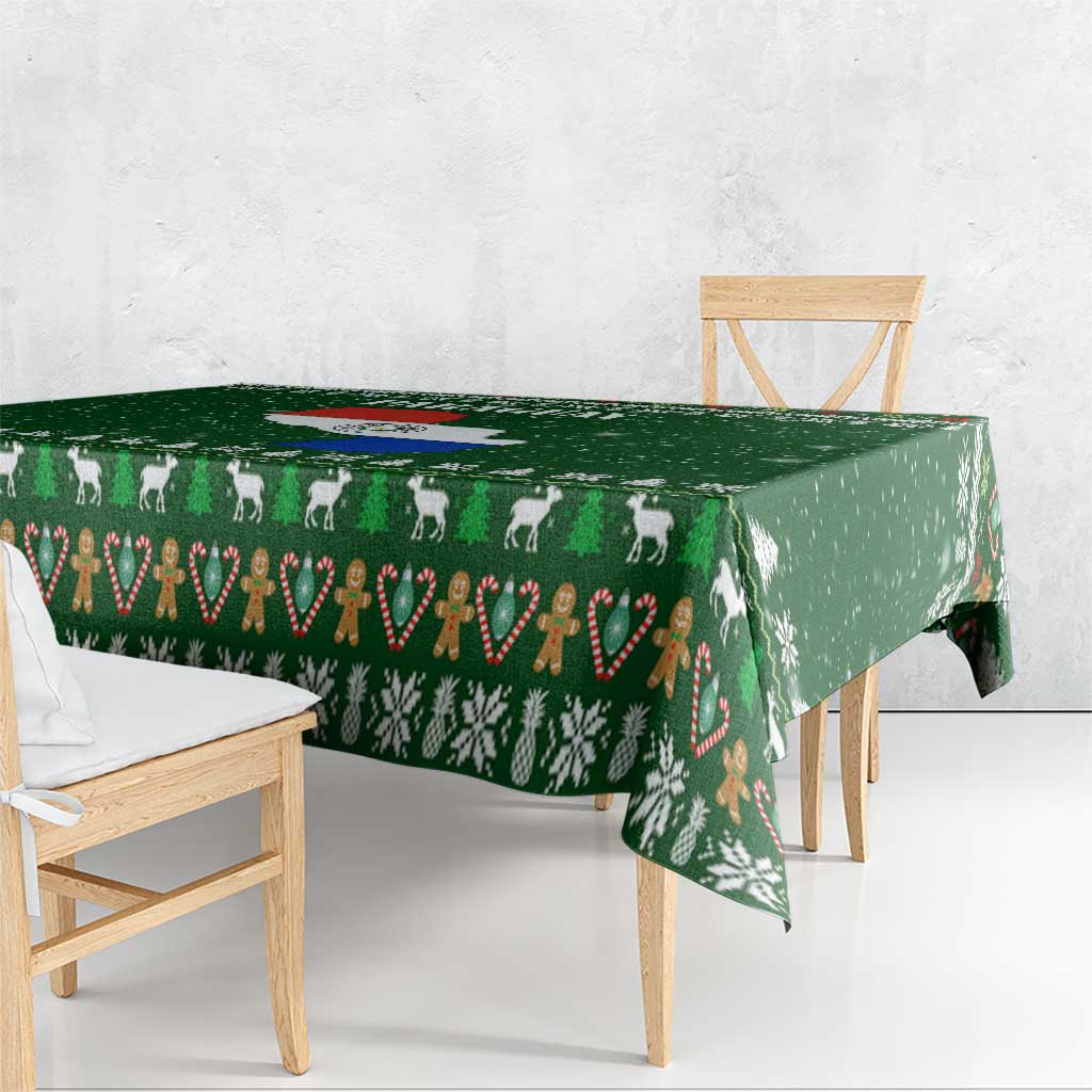 Paraguay Christmas Tablecloth with Green Festive Pattern, Map and Flag Motif, and Santa Illustration - Wonder Print Shop