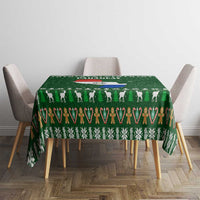 Paraguay Christmas Tablecloth with Green Festive Pattern, Map and Flag Motif, and Santa Illustration - Wonder Print Shop