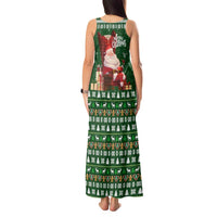 Paraguay Christmas Tank Maxi Dress with Green Festive Pattern, Map and Flag Motif, and Santa Illustration - Wonder Print Shop