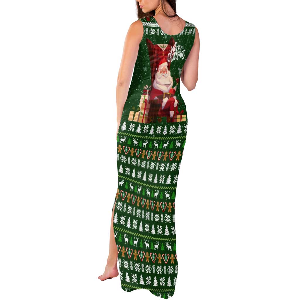 Paraguay Christmas Tank Maxi Dress with Green Festive Pattern, Map and Flag Motif, and Santa Illustration - Wonder Print Shop