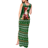 Paraguay Christmas Tank Maxi Dress with Green Festive Pattern, Map and Flag Motif, and Santa Illustration - Wonder Print Shop