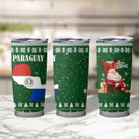 Paraguay Christmas Tumbler Cup with Green Festive Pattern, Map and Flag Motif, and Santa Illustration - Wonder Print Shop