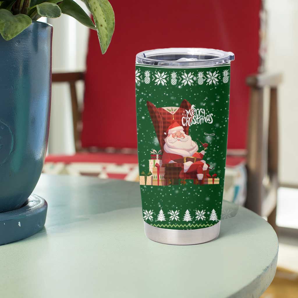 Paraguay Christmas Tumbler Cup with Green Festive Pattern, Map and Flag Motif, and Santa Illustration - Wonder Print Shop