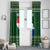 Paraguay Christmas Window Curtain with Green Festive Pattern, Map and Flag Motif, and Santa Illustration - Wonder Print Shop