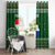 Paraguay Christmas Window Curtain with Green Festive Pattern, Map and Flag Motif, and Santa Illustration - Wonder Print Shop