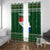 Paraguay Christmas Window Curtain with Green Festive Pattern, Map and Flag Motif, and Santa Illustration - Wonder Print Shop