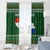 Paraguay Christmas Window Curtain with Green Festive Pattern, Map and Flag Motif, and Santa Illustration - Wonder Print Shop
