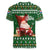 Paraguay Christmas Women V-Neck T-Shirt with Green Festive Pattern, Map and Flag Motif, and Santa Illustration - Wonder Print Shop