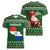 Paraguay Christmas Women V-Neck T-Shirt with Green Festive Pattern, Map and Flag Motif, and Santa Illustration - Wonder Print Shop